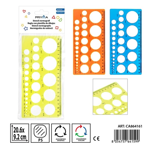 [0238055] Regla para dibujar círculos 20.6x9.2 cm - Papelería escolar
