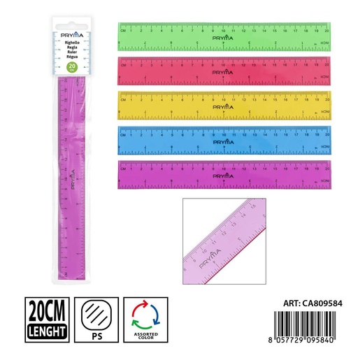 [0239729] Regla de 20 cm - Papelería escolar