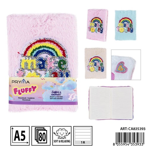 [0242167] Cuaderno de peluche A5 80 hojas 15x21 cm - Papelería escolar