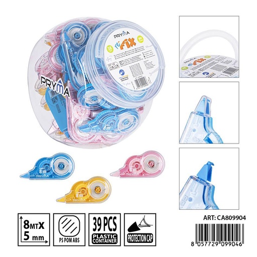[0241103] Cinta correctora 8 mx5 mm en envase de 38 piezas - Papelería escolar