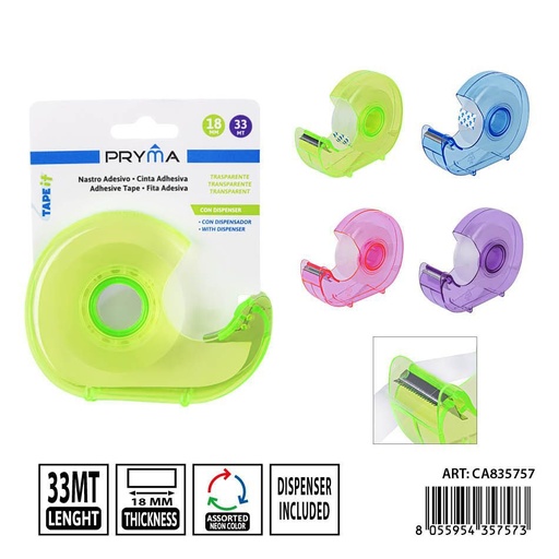 [0242160] Set de 2 cintas adhesivas 18 mm x 33 m con dispensador - Papelería escolar