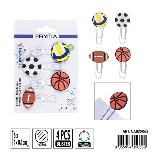 [0241147] Clips de papel en envase de 4 piezas 5x1 cm - Oficina