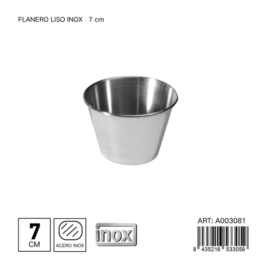 [A003081] Flanero liso de acero inoxidable 7 cm - Utensilios de cocina y repostería