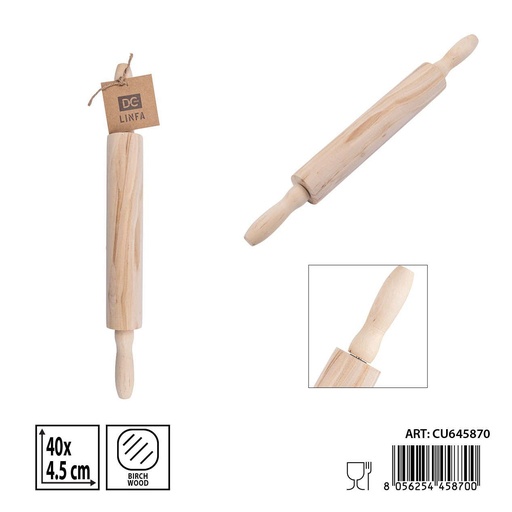 [0241845] Rodillo de madera de abedul 40x4.5 cm - Accesorios de cocina