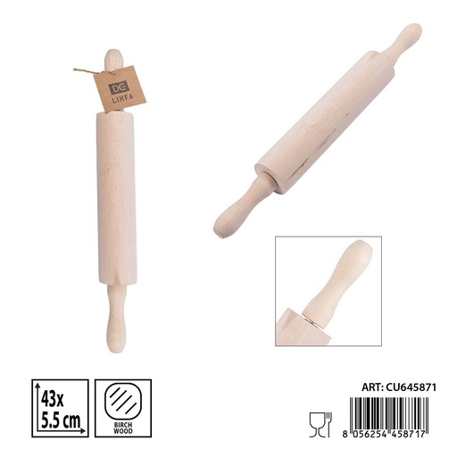 [0241846] Rodillo de madera de abedul 43x5.5 cm - Accesorios de cocina