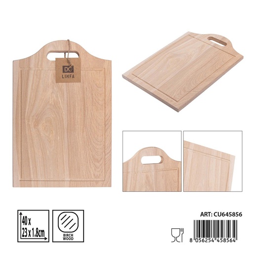 [0241831] Tabla de cortar de madera de abedul 40x23x1.8 cm - Accesorios de cocina