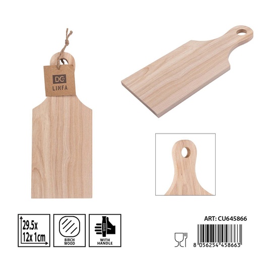 [0241841] Tabla de cortar de madera de abedul con asa 29.5x12x1.0 cm - Accesorios de cocina