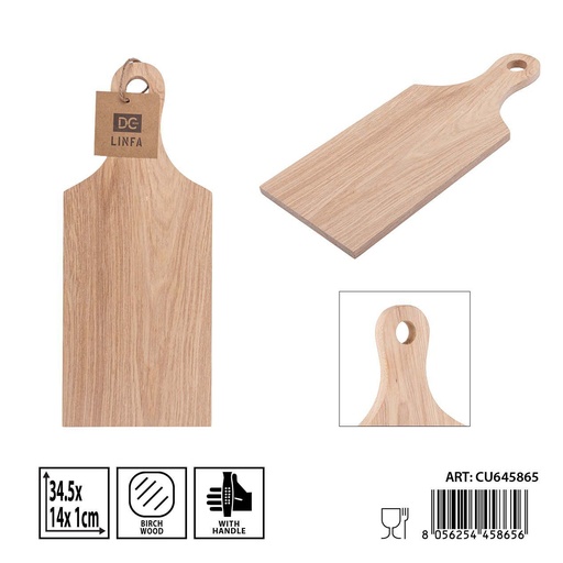 [0241840] Tabla de cortar de madera de abedul con asa 34.5x14x1.0 cm - Accesorios de cocina