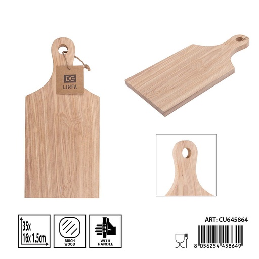 [0241839] Tabla de cortar de madera de abedul con asa 35x16x1.5 cm - Accesorios de cocina