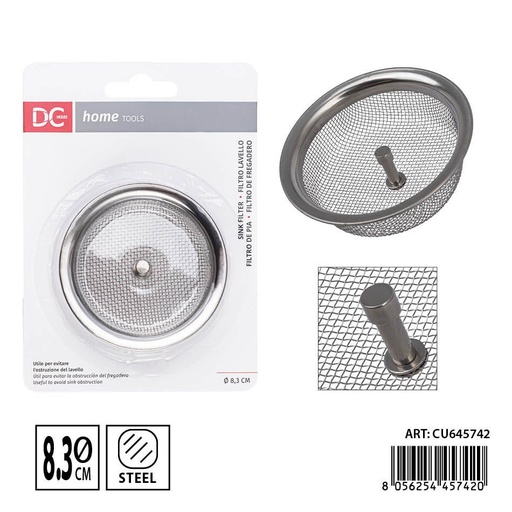 [0241047] Desagüe de acero inoxidable 201 8.3 cm DC CASA - Filtro para fregadero
