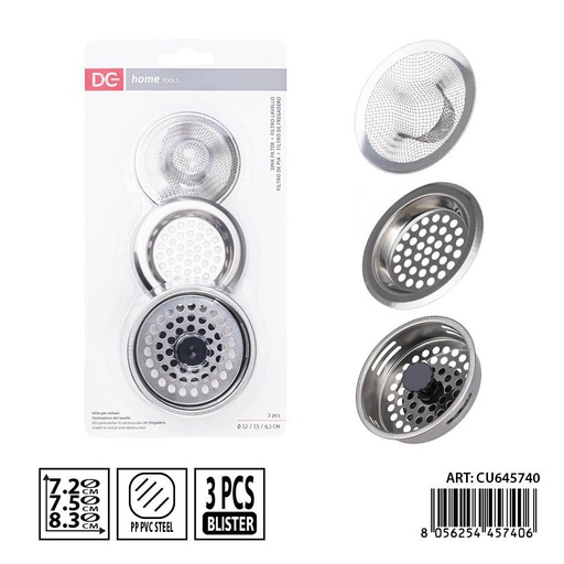 [0241045] Set de desagüe de acero inoxidable 3 piezas DC CASA 7.2/7.5/8.3 cm - Accesorios de cocina