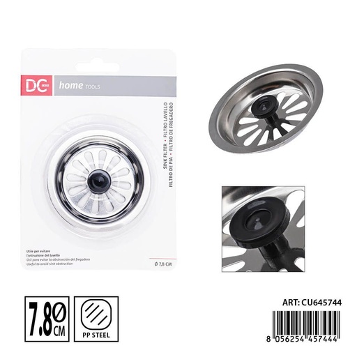 [0241049] Desagüe de acero inoxidable 201 7.8 cm DC CASA - Filtro para fregadero