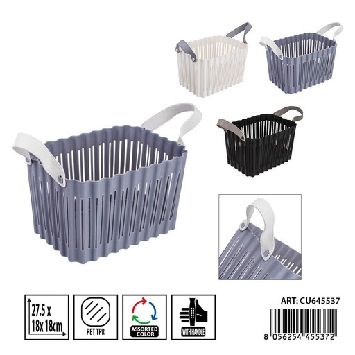 [0240211] Cesta redonda con asas 3 piezas 27.5x18x18 cm DC CASA - Accesorios de almacenamiento