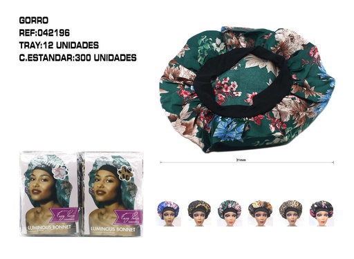 [042196] Gorro de satén estampado - Accesorios de belleza y gorros de baño