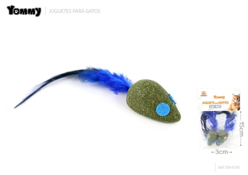 [YM6181] Ratón de hierba gatera 15x3 cm - Juguete para gatos (con catnip)