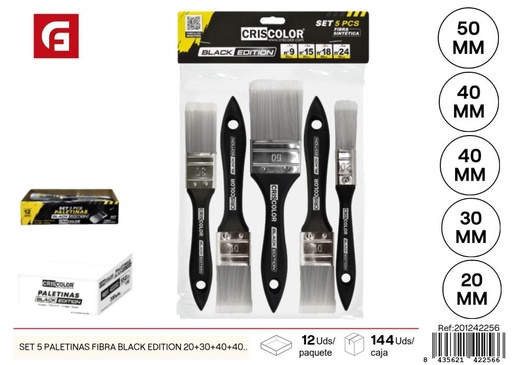 [201242256]  set 5 paletinas de fibra black edition 20+30+40+40+50mm - Brochas de ferretería para pintura