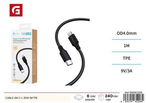 [189061208]  cable uni C-L 30W 1m TPE - Cargadores de teléfono electrónico