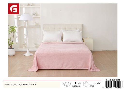 [8413402991414]  manta lisa 130x160 rosa - Ropa de cama textil