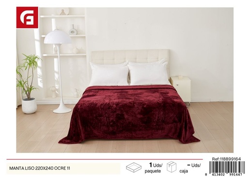 [8413402991641] Manta lisa 220X240 en color ocre - Textiles para el hogar y decoración de camas