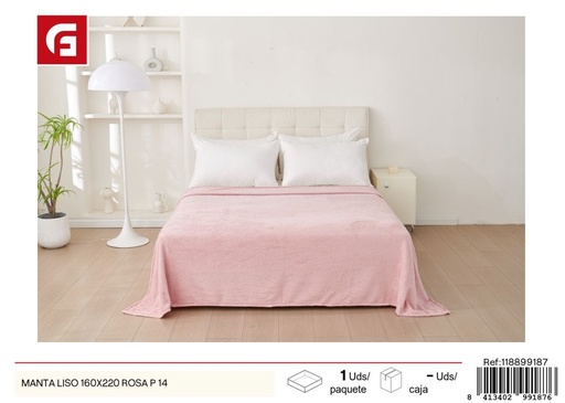 [8413402991875]  manta lisa 160x220 rosa - Ropa de cama textil