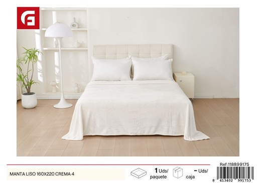 [8413402991756]  manta lisa 160x220 crema - Ropa de cama textil