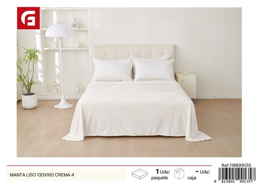 [8413402991352]  manta lisa 130x160 crema - Ropa de cama textil