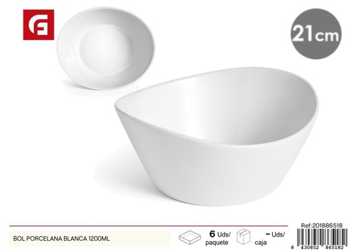 [201886518] Bol de porcelana blanca 1200 ml - Vajilla de vidrio y cerámica