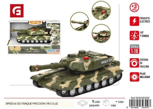 [161639309] Tanque de fricción 1:18 con luz Speed & Go - Juguetes de vehículos