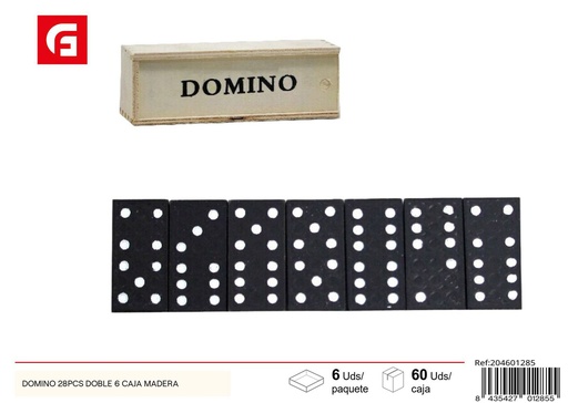 [204601285] Dominó 28 piezas doble 6 en caja de madera - Juegos de mesa