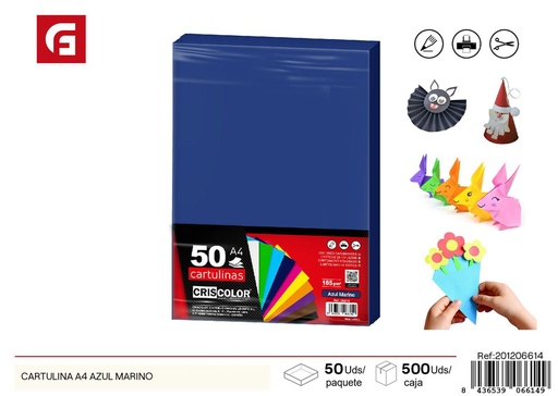 [201206614] CARTULINA A4 AZUL MARINO - Material de oficina para manualidades