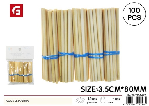 [186304427] Palitos de madera 3.5*80 mm 100 piezas - Materiales para manualidades