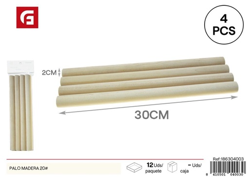 [186304003] Palo de madera 20# - 4 piezas - Materiales para manualidades