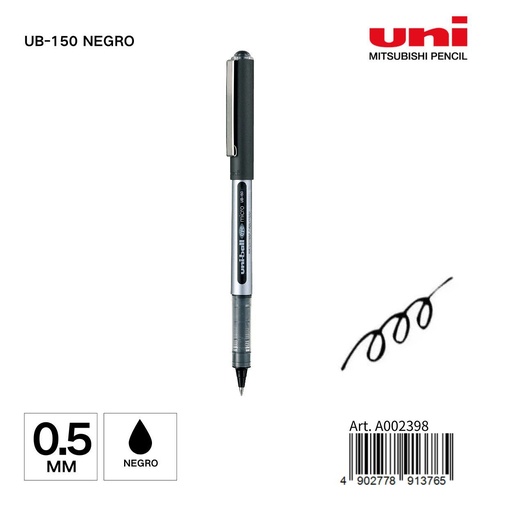 [A002398] Bolígrafo Uni-ball 0.5 mm UB-150 negro - Papelería de marca