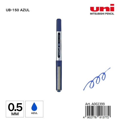 [A002399] Bolígrafo Uni-ball 0.5 mm UB-150 azul - Papelería de marca
