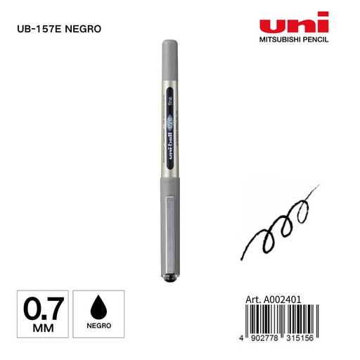 [A002401] Bolígrafo Uni-ball 0.7 mm UB-157E negro - Papelería de marca