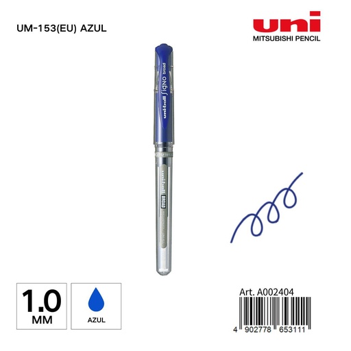 [A002404] Bolígrafo Uni-ball 1 mm UM-153(EU) azul - Papelería de marca