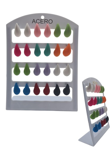 [8400003190500] Pendientes gota 2.5cm 12/p RB - Bisutería y joyería