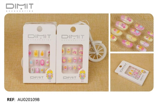 [8435693869863] Uñas postizas niñas 12/u AU02109B DM - Uñas y accesorios infantiles