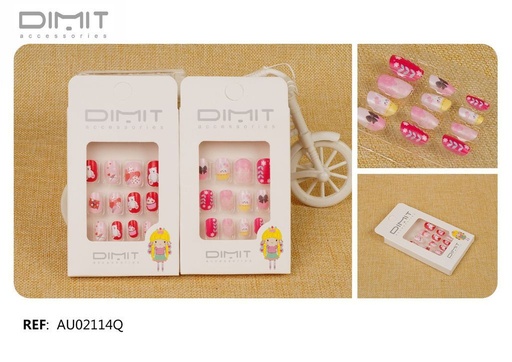 [8435693879558] Uñas postizas niñas 12/u AU02114Q DM - Uñas y accesorios infantiles