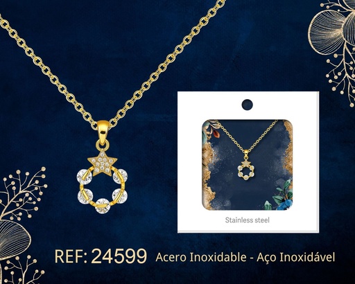 [24599] Colgante chapado en oro 14K con circonita - Joyería premium