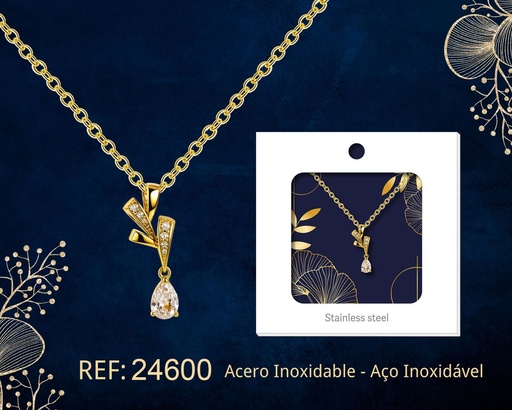 [24600] Colgante chapado en oro 14K con circonita - Joyería premium