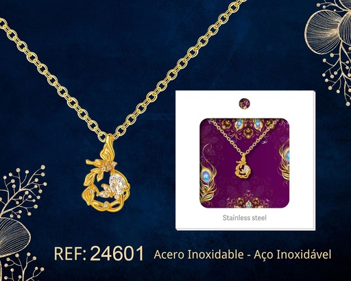 [24601] Colgante chapado en oro 14K con circonita - Joyería premium