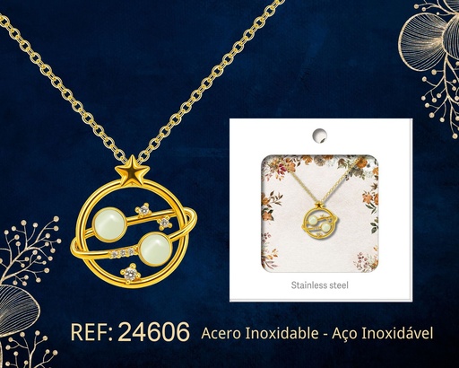 [24606] Colgante chapado en oro 14K con circonita - Joyería premium