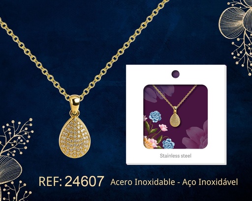 [24607] Colgante chapado en oro 14K con circonita - Joyería premium