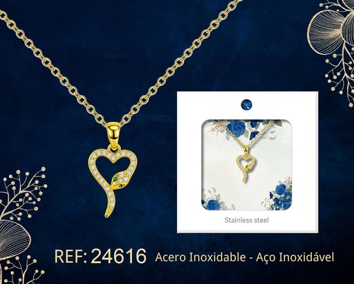 [24616] Colgante chapado en oro 14K con circonita - Joyería premium