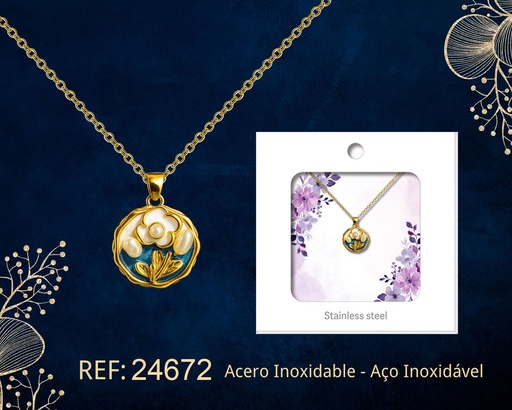 [24672] Colgante chapado en oro de 14K con circonita - Joyería premium de alta calidad