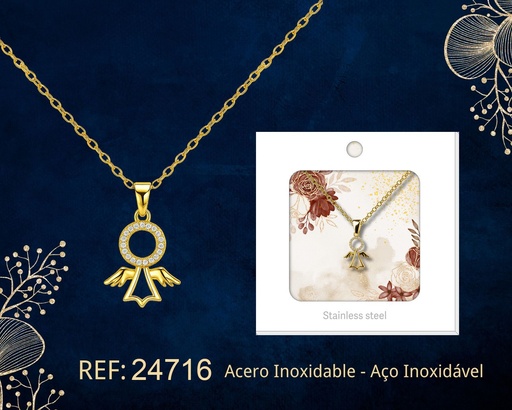 [24716] Colgante chapado en oro de 14K con circonita - Joyería premium de alta calidad
