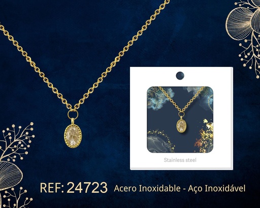 [24723] Colgante chapado en oro de 14K con circonita - Joyería premium de alta calidad