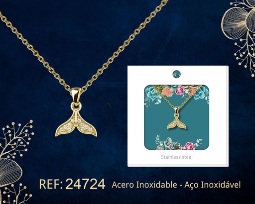 [24724] Colgante chapado en oro de 14K con circonita - Joyería premium de alta calidad