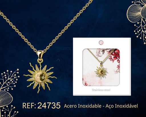 [24735] Colgante chapado en oro de 14K con circonita - Joyería premium de alta calidad